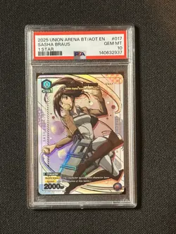 Union Arena TCG Sasha Braus Alt Art Holo PSA 10 Gem Mint Attack on Titan - Image 1