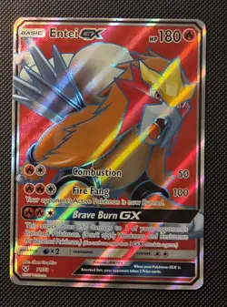 Pokemon Entei GX Shining Legends Card 71/73 Full Art Ultra Holo Rare - Image 1