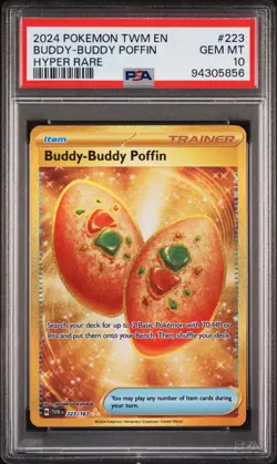 2024 Pokemon—Buddy-Buddy Poffin #223 Twilight Masquerade—Hyper Rare Gold PSA 10 - Image 1