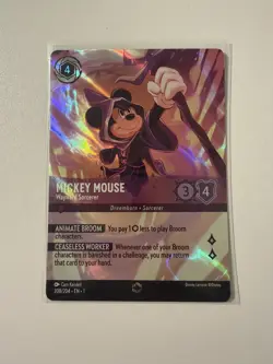 MICKEY MOUSE WAYWARD SORCERER DISNEY LORCANA ENCHANTED RARE 208/204 PACK FRESH - Image 1
