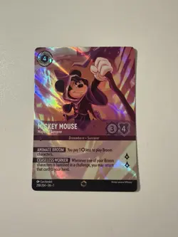 MICKEY MOUSE WAYWARD SORCERER DISNEY LORCANA ENCHANTED RARE 208/204 PACK FRESH - Image 2