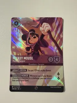 MICKEY MOUSE WAYWARD SORCERER DISNEY LORCANA ENCHANTED RARE 208/204 PACK FRESH - Image 3