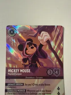MICKEY MOUSE WAYWARD SORCERER DISNEY LORCANA ENCHANTED RARE 208/204 PACK FRESH - Image 4