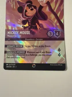 MICKEY MOUSE WAYWARD SORCERER DISNEY LORCANA ENCHANTED RARE 208/204 PACK FRESH - Image 5