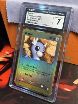 Dratini 26/97 EX Dragon Reverse Holo CGC Near Mint 7 + 3 Pokemon Cards - Image 2