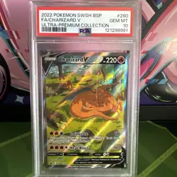 2022 POKEMON SWSH 260 BLACK STAR PROMO FULL ART/CHARIZARD V PSA 10 - Image 1