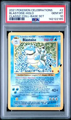 Blastoise 2/102 Celebrations: Classic Collection Holo PSA 10 - Gem Mint Pokemon - Image 2