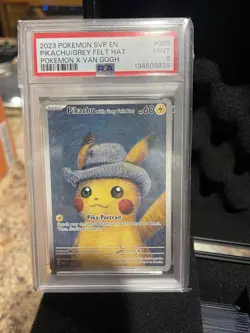 Van Gogh Pikachu Promo Pokemon Card SVP 085 PSA 9 Mint with Grey Felt Hat - Image 1