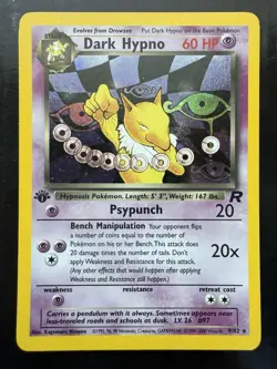 Pokemon Dark Hypno 9/82 Rare Team Rocket Holo 1st Edition (LP) - Image 1
