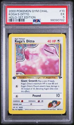 Koga's Ditto 10/132 Gym Challenge 1st Edition Holo Rare Pokemon - PSA 5 EX WOTC - Image 1