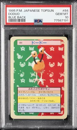 1997 POKEMON JPN TOPSUN BLUE BACK #84 DODUO PSA 10 - Image 1