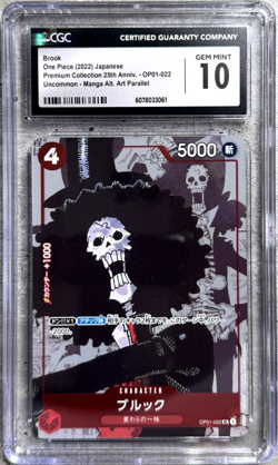 One Piece TCG JPN Brook Alt Art CGC 10 Gem, 25th Anniv. OP01-022 2022 - Image 1