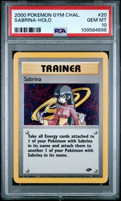 PSA 10 Sabrina Holo Rare #20/132 Gem Mint Pokemon Gym Challenge Trainer Card - Image 1