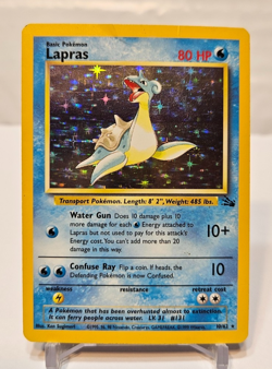Lapras 10/62 Holo Rare Unlimited Fossil Pokemon 1306 - Image 1