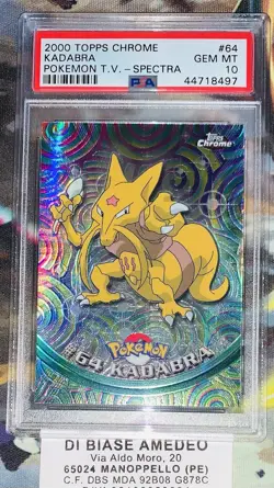 💎PSA 10 KADABRA #64 2000 TOPPS CHROME POKEMON T.V. ( SPECTRA )ENGLISH POP 8! - Image 1
