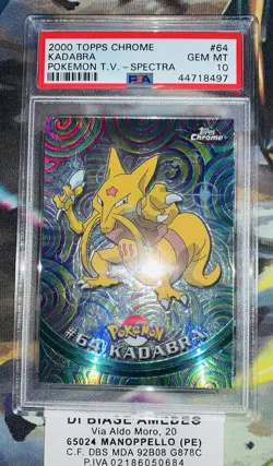 💎PSA 10 KADABRA #64 2000 TOPPS CHROME POKEMON T.V. ( SPECTRA )ENGLISH POP 8! - Image 2