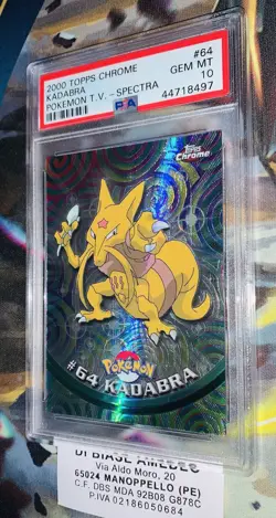 💎PSA 10 KADABRA #64 2000 TOPPS CHROME POKEMON T.V. ( SPECTRA )ENGLISH POP 8! - Image 4