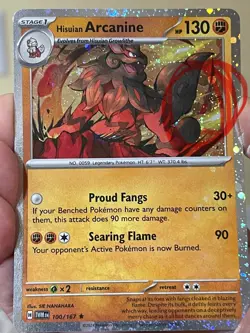 POKEMON HISUIAN ARCANINE 100/167 RARE COSMOS HOLO SWIRL BLISTER EXCLUSIVE NM - Image 2