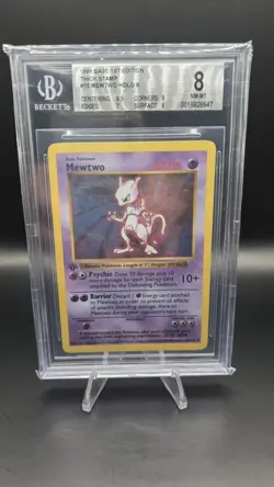 Mewtwo 10/102 — BGS 8 — Genuine 1st Edition Shadowless Pokemon Card — Base Set - Image 1