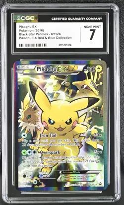CGC 7 Pikachu EX 2016 Black Star Promos XY124 Holo Pokemon Card - Image 1