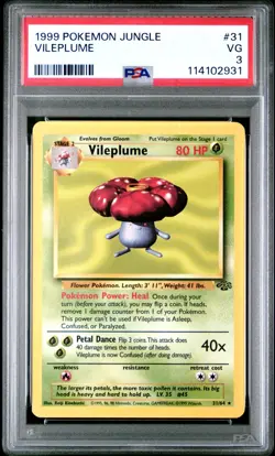 1999 POKEMON JUNGLE #31 VILEPLUME PSA VG 3 - Image 1