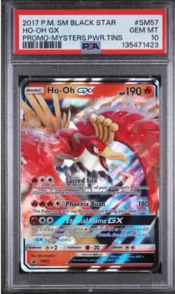 2017 POKEMON SM BLACK STAR PROMO MYSTERIOUS POWERS TINS #SM57 HO-OH GX PSA 10 - Image 1