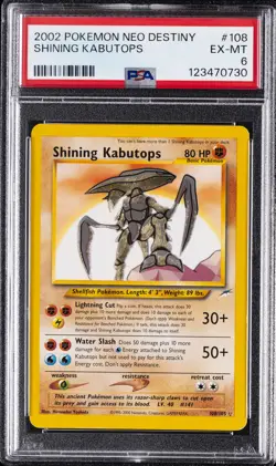 2002 POKEMON NEO DESTINY #108 SHINING KABUTOPS PSA 6 - Image 1