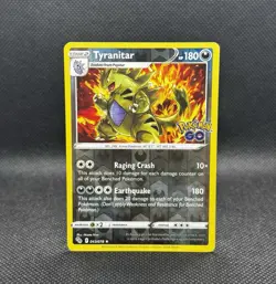 Pokemon TCG Tyranitar Pokemon GO 043/078 Reverse Holo Rare Stamped NEAR MINT - Image 1