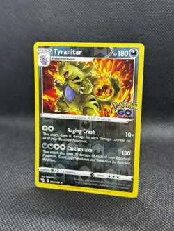 Pokemon TCG Tyranitar Pokemon GO 043/078 Reverse Holo Rare Stamped NEAR MINT - Image 2