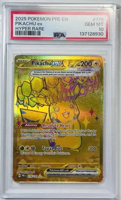 PSA 10 ⚡ Pokemon TCG Pikachu EX Hyper Rare Card 179/131 2025 Prismatic Evo. - Image 1