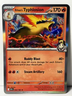 Ethan's Typhlosion Holo 034/182 SV10: Destined Rivals NM Pokemon Fast Ship - Image 1
