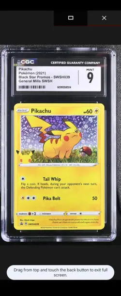 Pokemon English Pikachu SWSH039 Black Star Sword & Shield Promo CGC Gem Mint 10 - Image 1