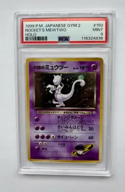 Pokemon PSA 9 MINT 1999 Rocket's Mewtwo Japanese Gym Challenge Holo Card - Image 1