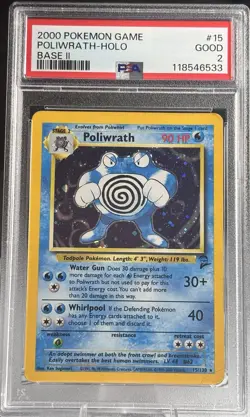 POKEMON TCG 2000 Base Set 2 Poliwrath Holo Psa 2 Good *Swirl* - Image 1