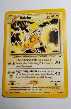 Raichu 21/64 Neo Revelation Unlimited Edition Vintage 2000 Pokemon Card - Image 1