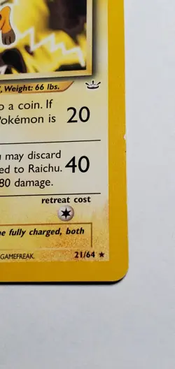Raichu 21/64 Neo Revelation Unlimited Edition Vintage 2000 Pokemon Card - Image 4