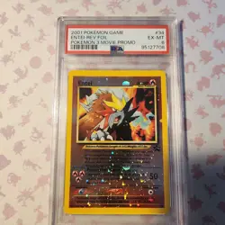 Entei 34 Reverse Foil Pokemon 3 Movie Promo PSA 6 Pokemon 2001 WOTC Swirl - Image 1