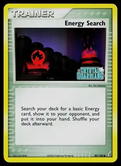 Pokemon Card - Energy Search Crystal Guardians 86/100 Reverse Holo Stamped - Image 1