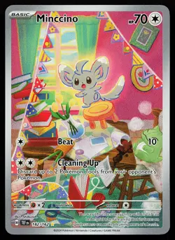 Minccino 182/162 Holo Illustration Rare Temporal Forces Pokemon Card - Image 1