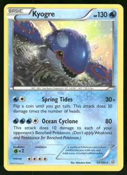 Kyogre 53/160 Rare Normal NM Pokemon XY - Primal Clash - Image 1