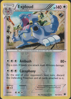 Pokemon TCG Exploud 82/124 XY Fates Colide Reverse Holo Rare LP - Image 1