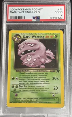 POKEMON TCG 2000 Rocket Dark Wheezing Holo Psa 2 Good *swirl* - Image 1