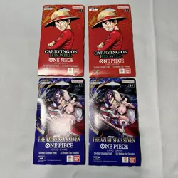 One Piece OP-13 X2 & OP-14-EB04 X2 Sleeved Booster Packs Lot of (4) - Image 1
