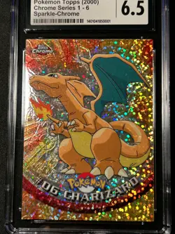 CGC 6.5 Texture Shift Error Charizard Sparkle #6 2000 Topps Chrome Pokemon Card - Image 1
