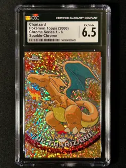 CGC 6.5 Texture Shift Error Charizard Sparkle #6 2000 Topps Chrome Pokemon Card - Image 2
