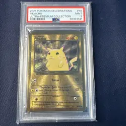 Pokemon PSA 9 Mint Pikachu 58/102 Gold Metal Celebrations UPC - Image 1