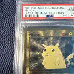 Pokemon PSA 9 Mint Pikachu 58/102 Gold Metal Celebrations UPC - Image 4
