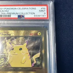 Pokemon PSA 9 Mint Pikachu 58/102 Gold Metal Celebrations UPC - Image 5