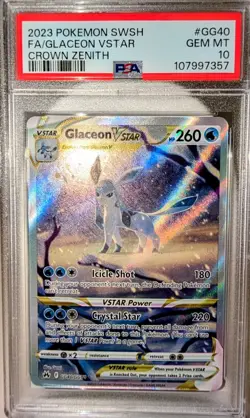 2023 POKEMON SWORD & SHIELD CROWN ZENITH #GG40 FULL ART/GLACEON VSTAR PSA 10 - Image 1