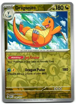 Dragonite 149/165 - 151 Rare Pokemon TCG Reverse Holo - LP Card - Image 1